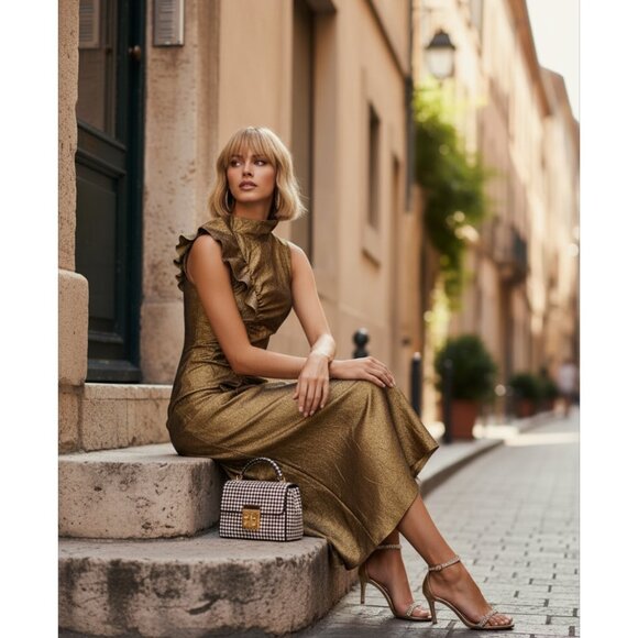 ULLA JOHNSON Demetria Sleeveless Ruched Front Midi Dress $1,300 Size 4 NEW - Picture 2 of 16